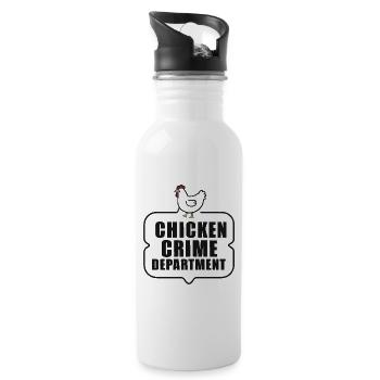Chicken Crime Department Badge - Trinkflasche mit integriertem Trinkhalm - Weiß - Rechts
