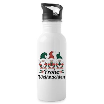 Frohe Weihnachten Gnomes - Trinkflasche mit integriertem Trinkhalm - Weiß - Rechts