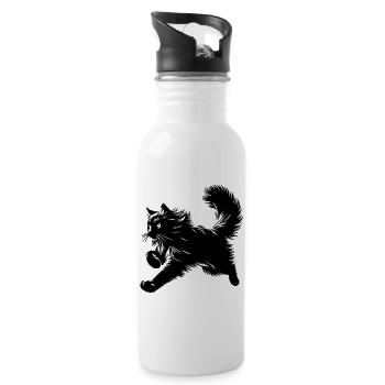 Norwegische Waldkatze - Trinkflasche mit integriertem Trinkhalm - Weiß - Rechts