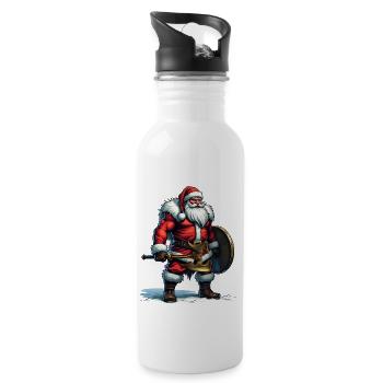 Bad Santa Claus Viking Berserker Look Christmas - Water bottle with straw - white - Right