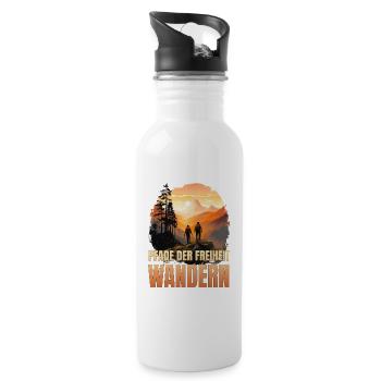 Pfade der Freiheit - Trinkflasche mit integriertem Trinkhalm - Weiß - Rechts