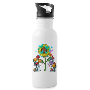 Butterflies Insect Summer Flowers Flower Nature - Water bottle with straw - white - Right