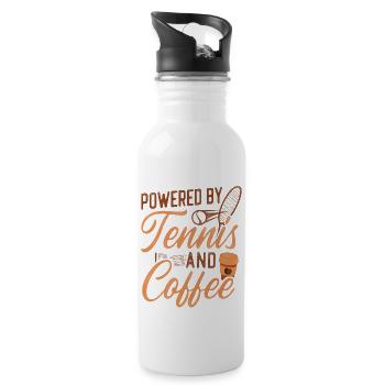 Funny Tennis Player Racket Coffee - Water bottle with straw - white - Right
