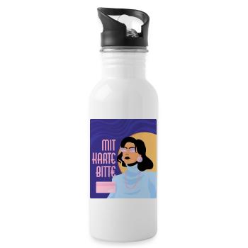 Bitte mit Karte T-Shirt - Mucho Deutsch - Trinkflasche mit integriertem Trinkhalm - Weiß - Rechts