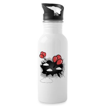 Clouds Cloud Celestial Balloons Balloon Flying - Water bottle with straw - white - Right
