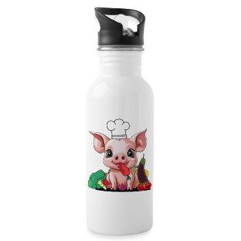 Pig Vegetable Cook Cook Cooks Cook Piglet - Water bottle with straw - white - Right