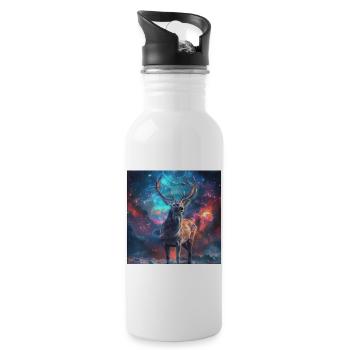 Reh - Trinkflasche mit integriertem Trinkhalm - Weiß - Rechts