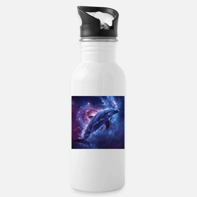 Delphin - Trinkflasche mit integriertem Trinkhalm - Weiß