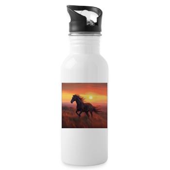 Cheval - Gourde avec paille intégrée - blanc - Droite