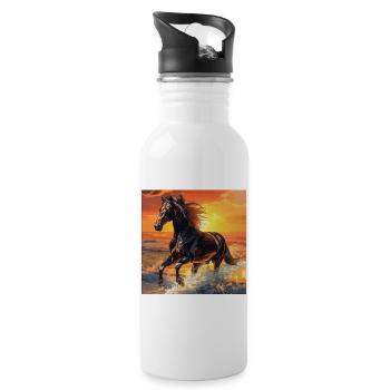 Cheval - Gourde avec paille intégrée - blanc - Droite