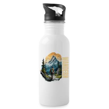 Wandern - Trinkflasche mit integriertem Trinkhalm - Weiß - Rechts