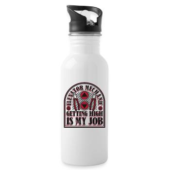 Elevator Mechanic Getting High Is My Job Elevator - Water bottle with straw - white - Right