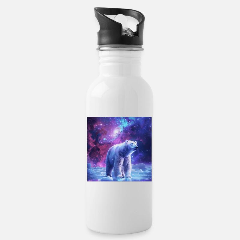 Eisbär - Trinkflasche mit integriertem Trinkhalm - Weiß