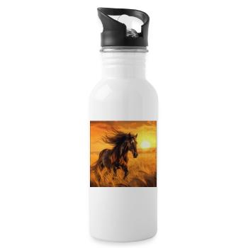 Cheval - Gourde avec paille intégrée - blanc - Droite