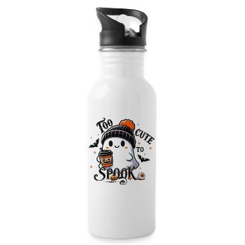 cooler Geist mit Pudelmütze & Pumpkin Spice Latte - Trinkflasche mit integriertem Trinkhalm - Weiß - Rechts
