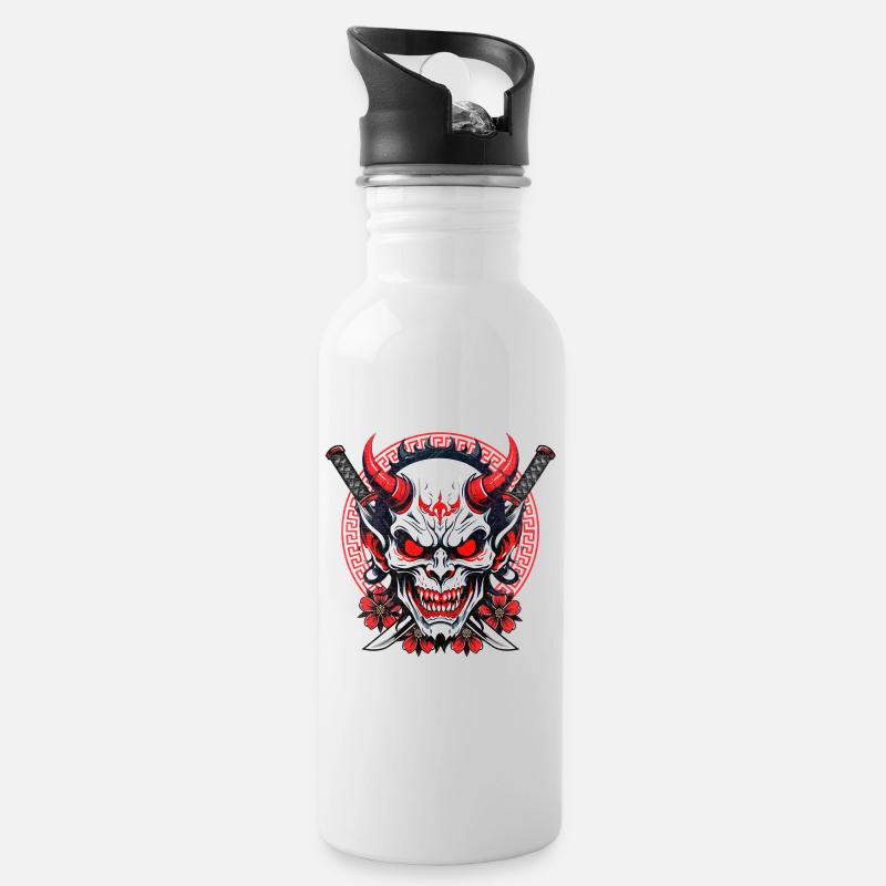 Démon japonais Art Diable - Gourde avec paille intégrée - blanc