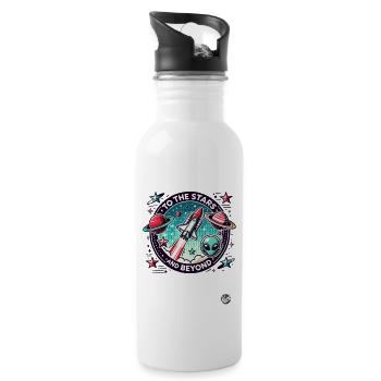 To the Stars and Beyond - Space - Water bottle with straw - white - Right