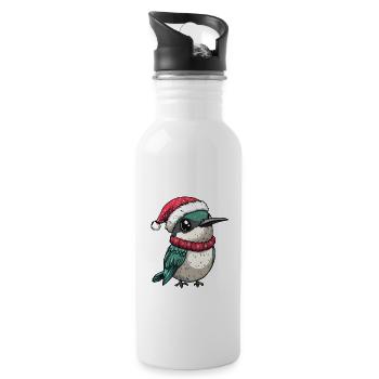 Hummingbird Bird Christmas - Water bottle with straw - white - Right