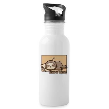 Sloth Doodle Chinese Hanzi Folivora - Water bottle with straw - white - Right