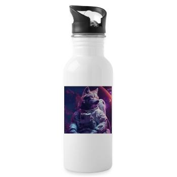 Wolf - Trinkflasche mit integriertem Trinkhalm - Weiß - Rechts