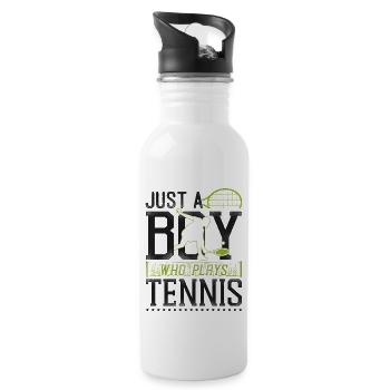 drôle joueur de tennis raquette garçon - Gourde avec paille intégrée - blanc - Droite