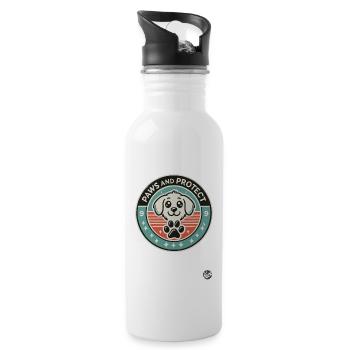 Dog Motif "Paws and Protect" Cute Dog - Water bottle with straw - white - Right