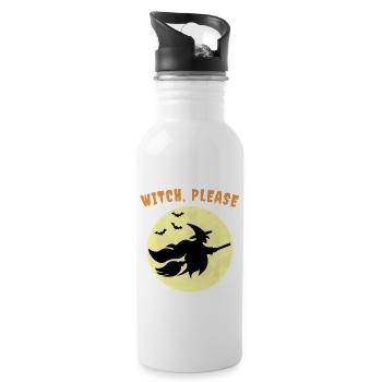 Hexe, bitte Halloween - Trinkflasche mit integriertem Trinkhalm - Weiß - Rechts