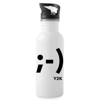 Wink Smile Y2k Black - Water bottle with straw - white - Right