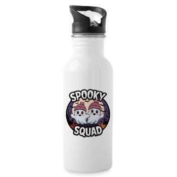 Halloween Spooky Squad Geist mit Mütze - Trinkflasche mit integriertem Trinkhalm - Weiß - Rechts