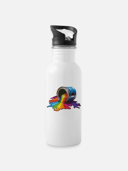 FARBDOSE FARBE - Trinkflasche mit integriertem Trinkhalm - Weiß