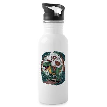 Eule - Trinkflasche mit integriertem Trinkhalm - Weiß - Rechts
