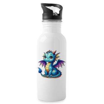 Drache - Trinkflasche mit integriertem Trinkhalm - Weiß - Rechts