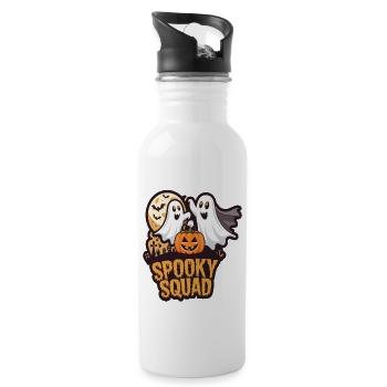 Halloween Spooky Squad Geist mit Mütze - Trinkflasche mit integriertem Trinkhalm - Weiß - Rechts