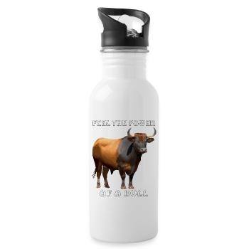 FEEL THE POWER OF A BULL - Water bottle with straw - white - Right