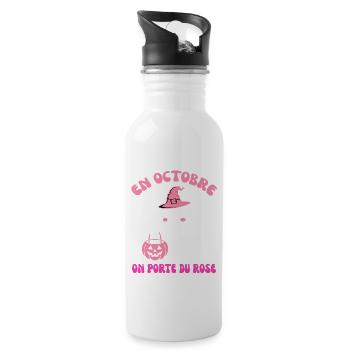 Cancer Du Sein En Octobre On Porte Du Rose - Gourde avec paille intégrée - blanc - Droite