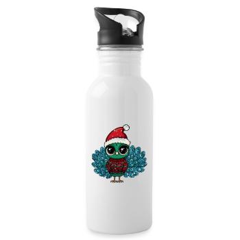 Peacock Bird Christmas - Water bottle with straw - white - Right