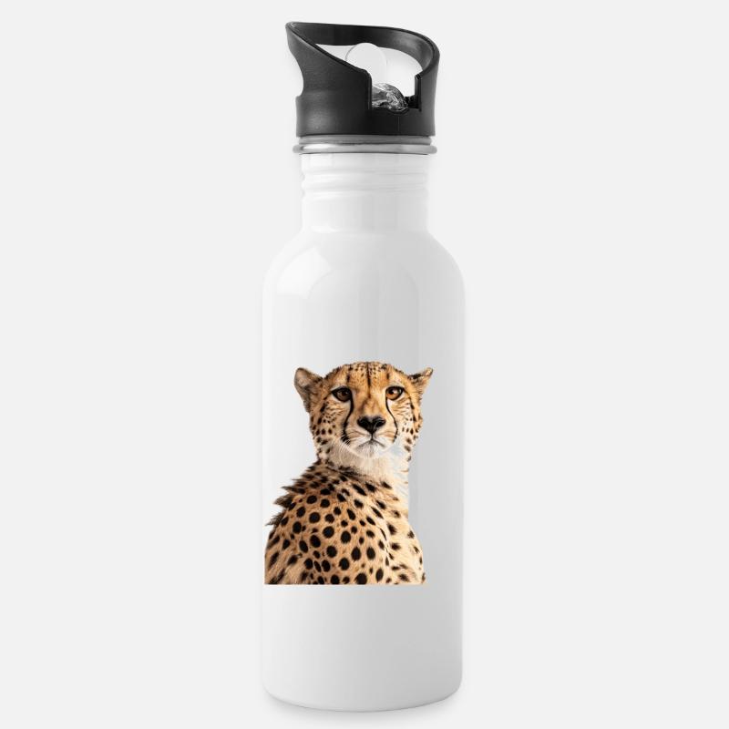 Gepard - Trinkflasche mit integriertem Trinkhalm - Weiß