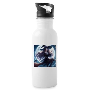 Halloween Hexe im Anime-Style - Trinkflasche mit integriertem Trinkhalm - Weiß - Rechts