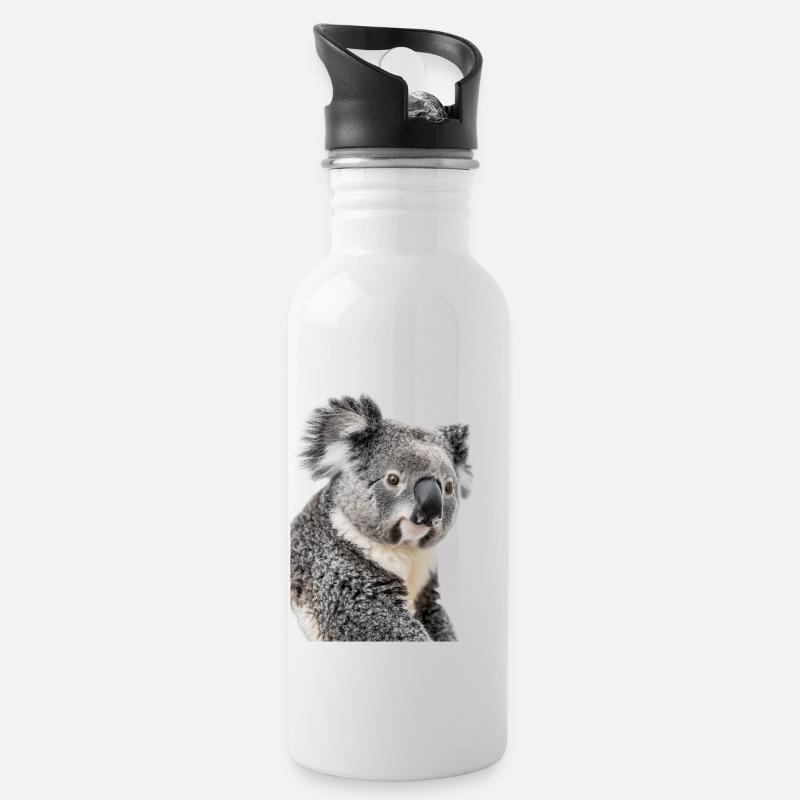 Koala - Trinkflasche mit integriertem Trinkhalm - Weiß