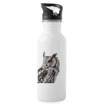Eule - Trinkflasche mit integriertem Trinkhalm - Weiß - Rechts