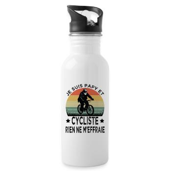 idee cadeau homme papy humour cycliste fan de cycl - Gourde avec paille intégrée - blanc - Droite