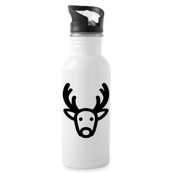 Christmas Reindeer - Water bottle with straw - white - Right