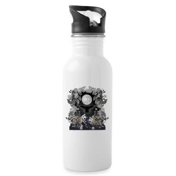 mystical raven raven crow crows halloween bird - Water bottle with straw - white - Right