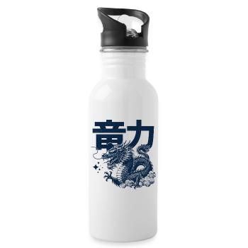 Dragon Power japanese Aesthetic - Trinkflasche mit integriertem Trinkhalm - Weiß - Rechts