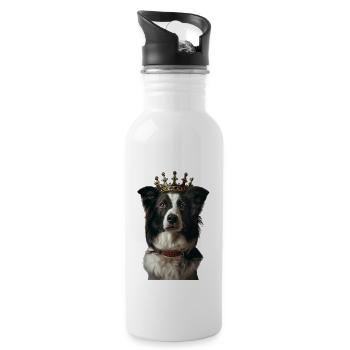 Border Collie - Trinkflasche mit integriertem Trinkhalm - Weiß - Rechts