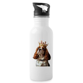 Cavalier King Charles Spaniel - Trinkflasche mit integriertem Trinkhalm - Weiß - Rechts