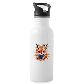 Herbst-Aquarell-Fuchs - Trinkflasche mit integriertem Trinkhalm - Weiß - Rechts