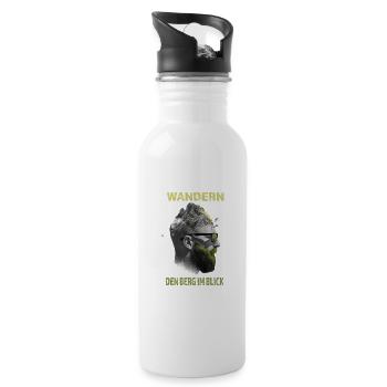 Wandern - Den Berg im Blick - Trinkflasche mit integriertem Trinkhalm - Weiß - Rechts