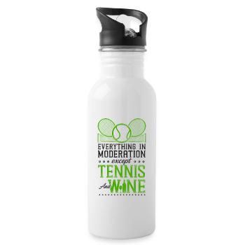 Funny Tennis Player Racket Wine - Trinkflasche mit integriertem Trinkhalm - Weiß - Rechts