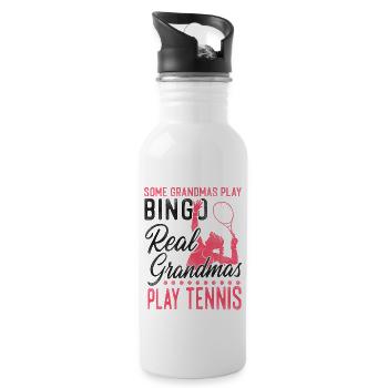 Drôle de joueur de tennis raquette grand-mère - Gourde avec paille intégrée - blanc - Droite